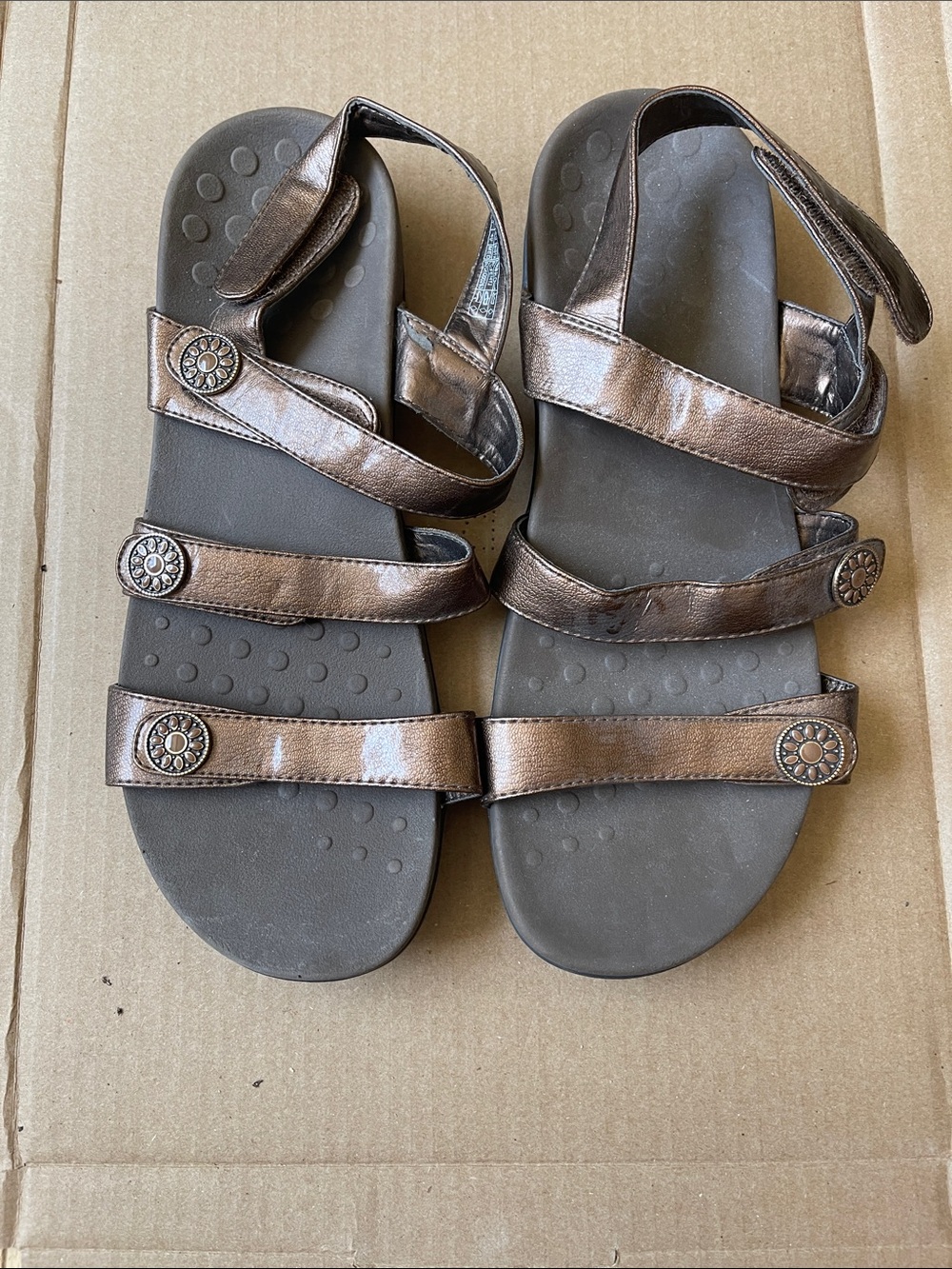 Vionic Metallic Bronze Strappy Sandals